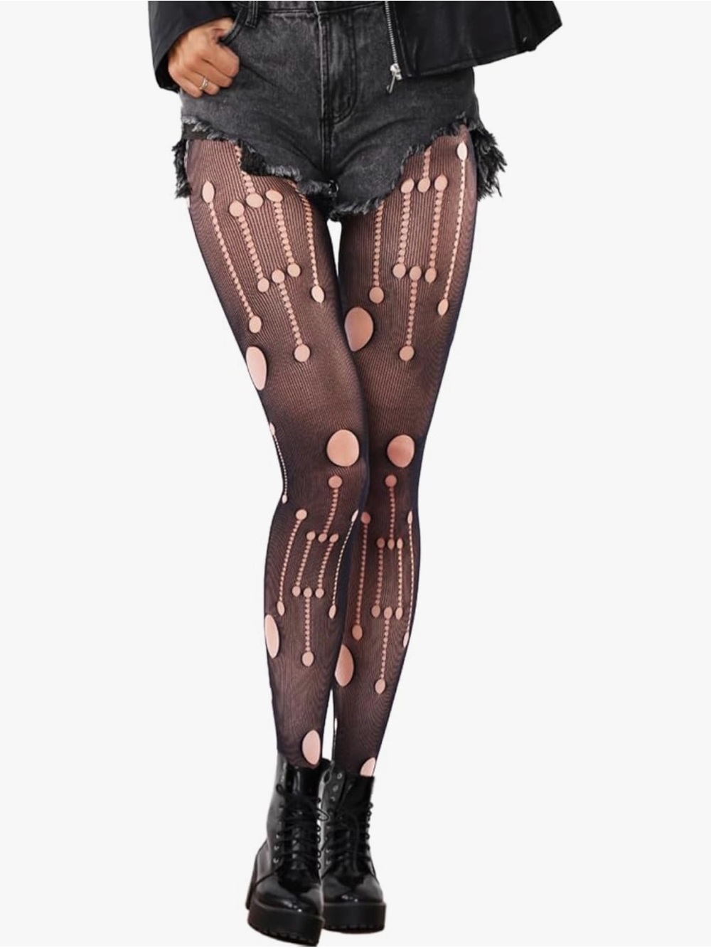Plus Size Geometric Cutout Sheer Tights Black